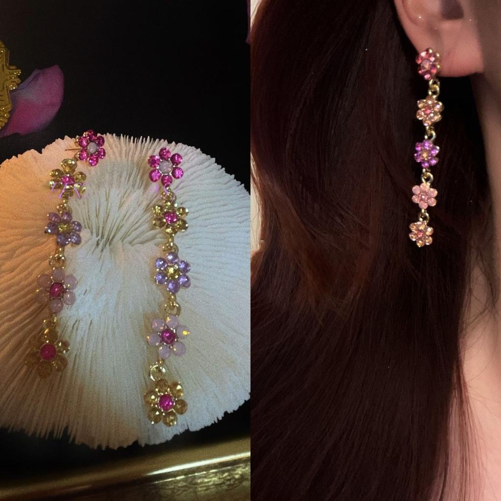 Red Butterfly Glass Long Pendant Earrings for Womne Wedding Party Jewelry