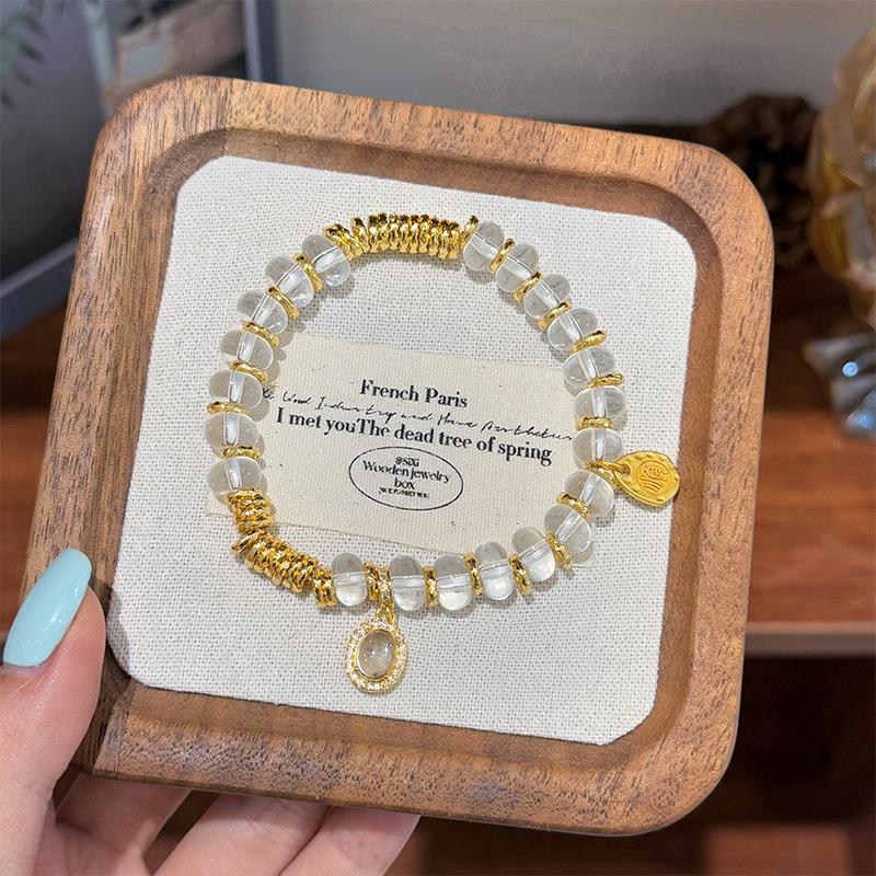 

Изысканный браслет в китайском стиле ретро из белого хрусталя с бусинами - Высококлассное универсальное украшение для женщин