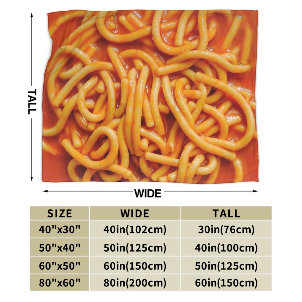 Delicious Food Spaghetti Pasta Noodles Blankets Fleece Printed Red Tomato Sauce Portable Soft Throw Blankets for Couch