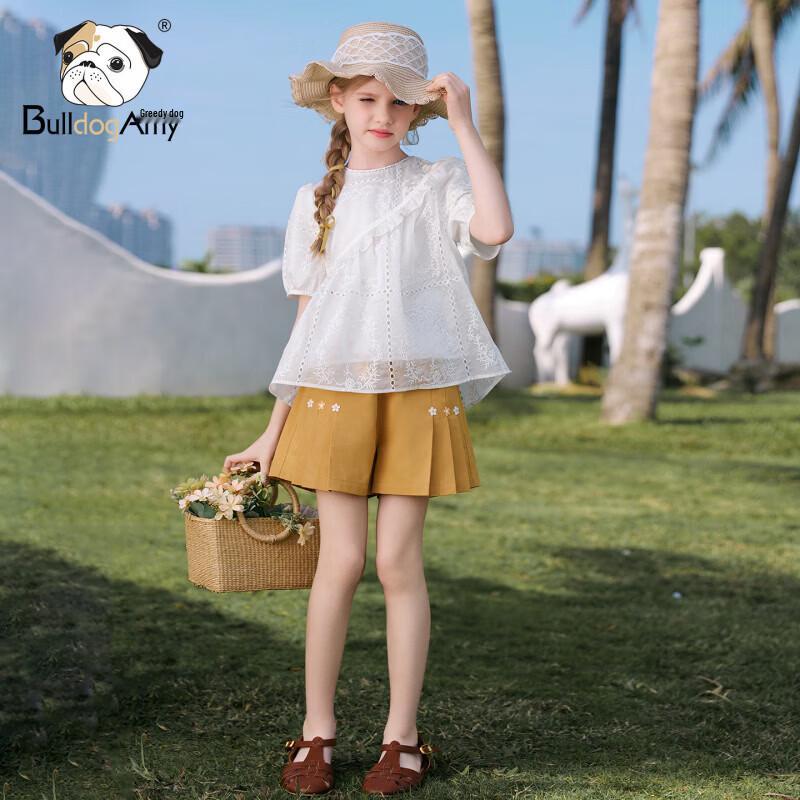 CHANZUIGOU Girls' French Embroidered Short Sleeve Blouse