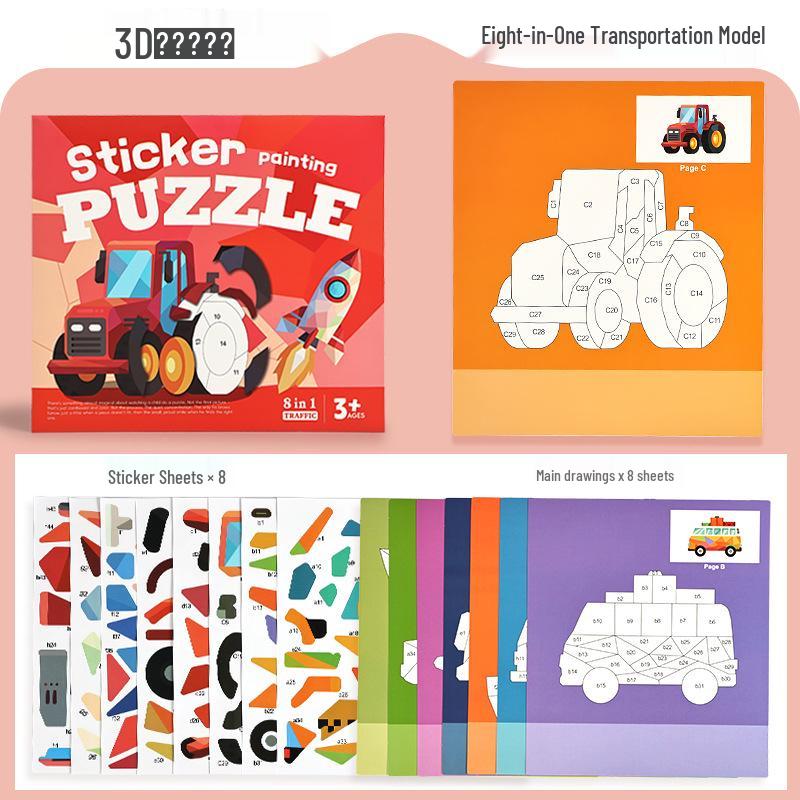 TEMU 3D Geometric Collage DIY Stickers for Kids' Creative Education