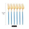 Green Gold 6Pcs Dinner Fork Tableware Dinnerware Stainless Steel Silverware Kitchen Party Flatware Matte Black Cutlery Set