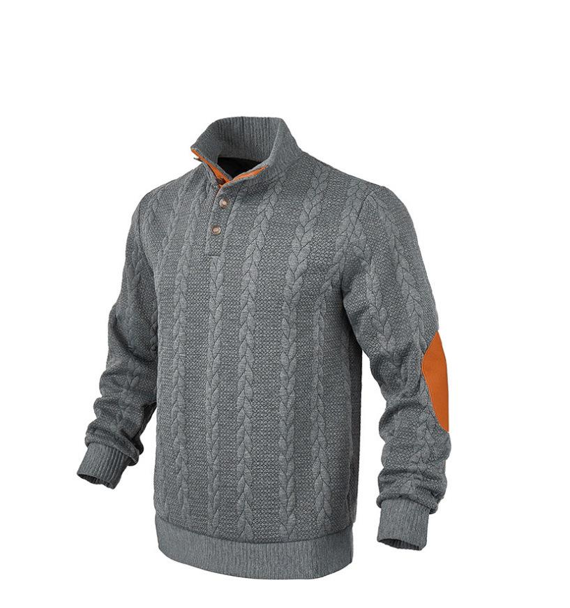 

Европейское мужское худи жаккардовой вязки со стойкой - Осень/Зима 2025 M темно-серого