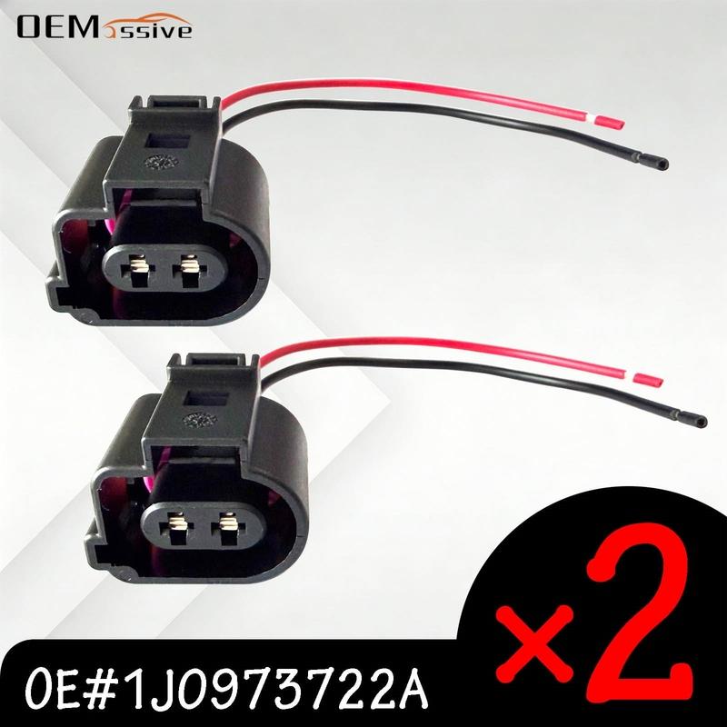 2Pcs 2-Pin Waterproof Headlight Washer Pump Connector 1J0973722A For VW Passat Tiguan Polo Golf Transporter