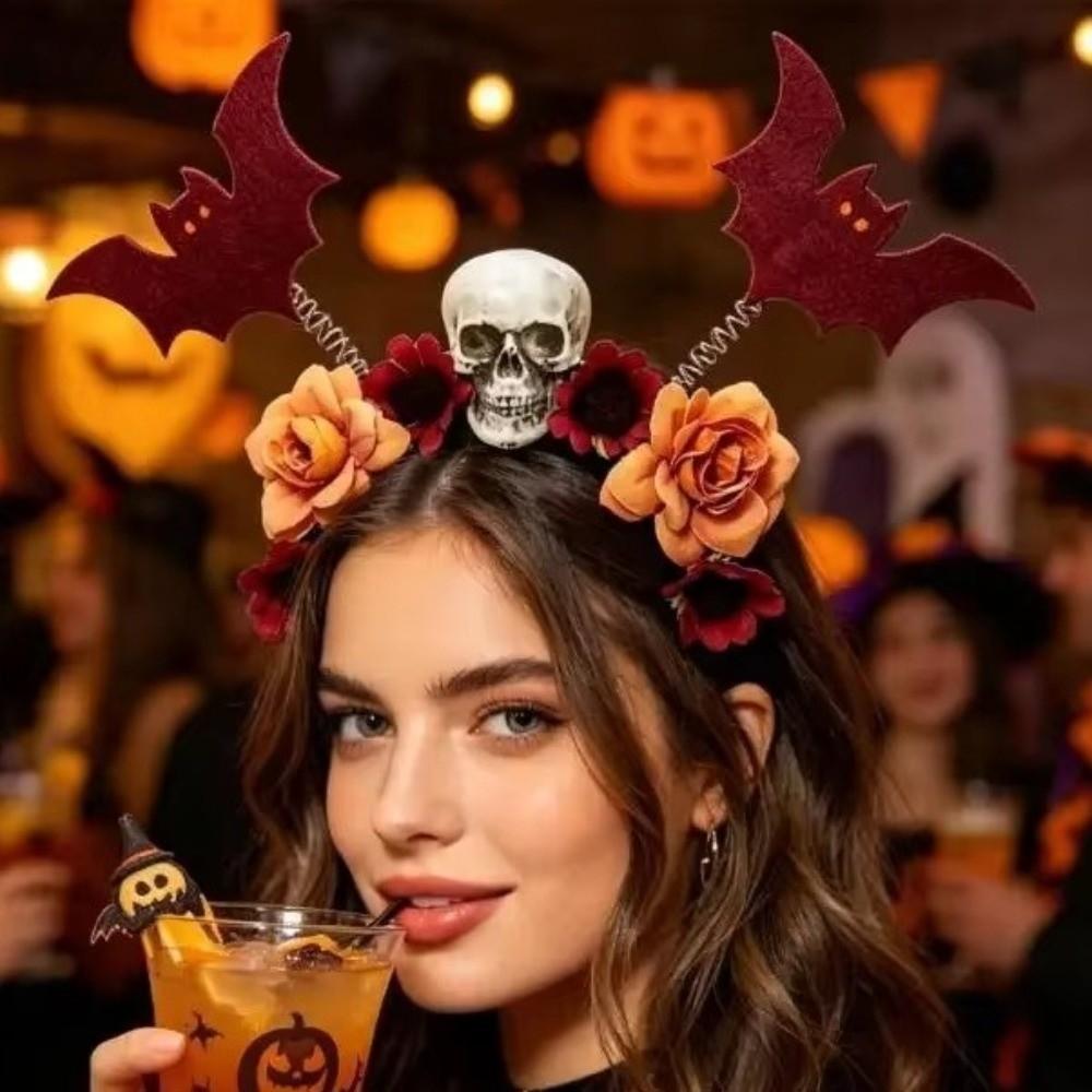 Adjustable Halloween Hair Bracelet Lightweight Hair Band Playful Vibe Skeleton Headband Role Play