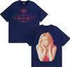 T-shirt Stampata Double Sided di Addison Rae Uomo Donna Punk Harajuku Cotone Puro Girocollo Y2K Manica Corta