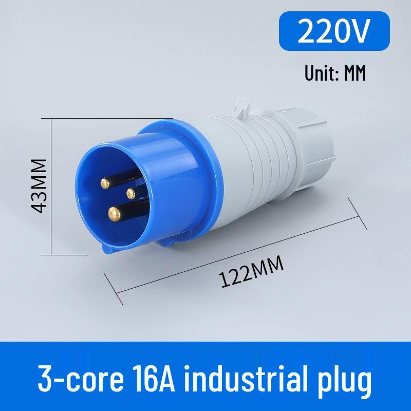 Waterproof 3-Pin 5-Hole Industrial Socket Connector (16A/32A) - Male-Female Mating, Non-Explosion-Proof.