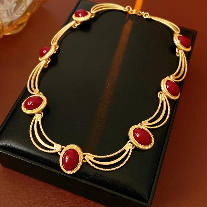 Acrylic Oval Diamond Ring Bracelet Earrings Necklace Accessories Women's Clavicle Chain Versatile Necklace