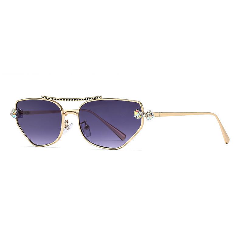 

Womens Cat Eye Glasses Fashion Metal Frame Gray Lenses Uv400 Sunwear For Travel And Parties Gold Double Gray