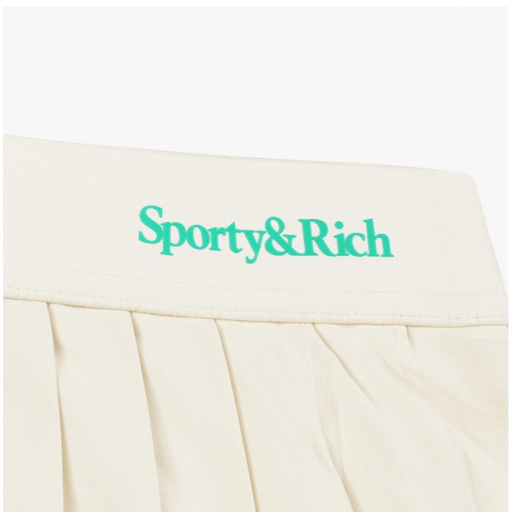 Sporty   Rich Sk005S416Sc Serif  Serif  Logo Pleated TenniS Women S Skirt