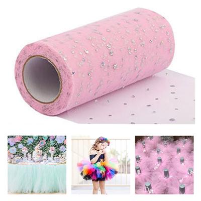 1 Roll Glitter Trimming Tulle Roll No Odor Net Yarn Wreath Decorations Sheer Ribbon for Indoor