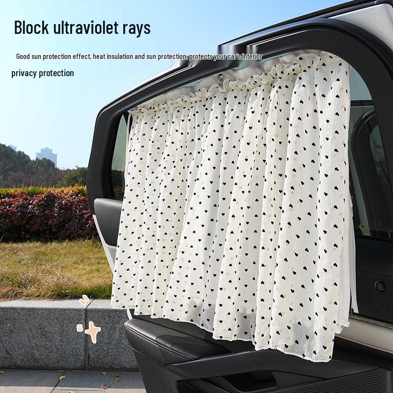Car Sun Shade Blackout Curtains - Baby Window Protection with Suction Cup Mesh for Side Privacy