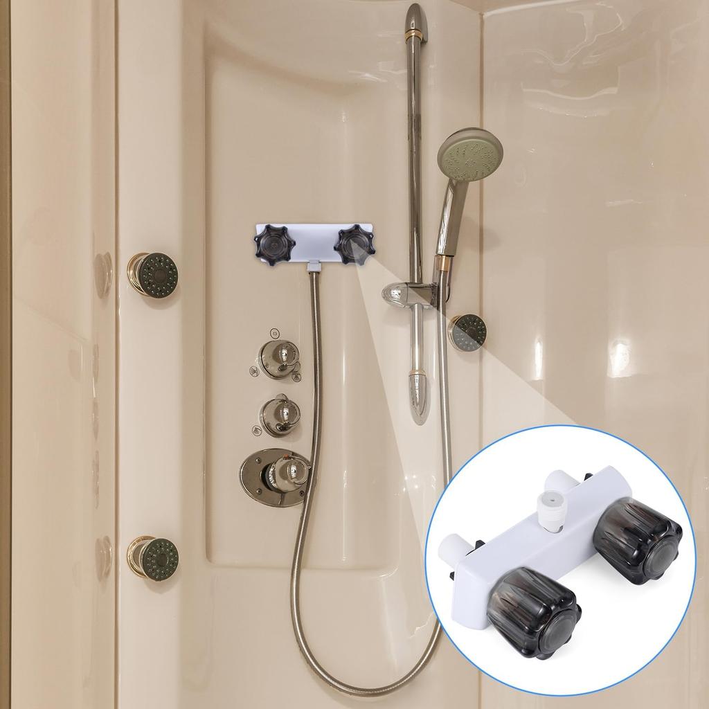 RV Shower Faucet, Camper Shower Faucet Replacement 4" RV Shower Valve Diverter with Dual Knobs Bathroom Shower Accessories Parts for Outside and