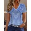 Women's Fashion V-neck Short Sleeved Street Casual T-shirt