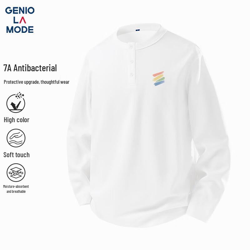 GENIOLAMODE Men s Casual Henley Long-Sleeve T-Shirt M