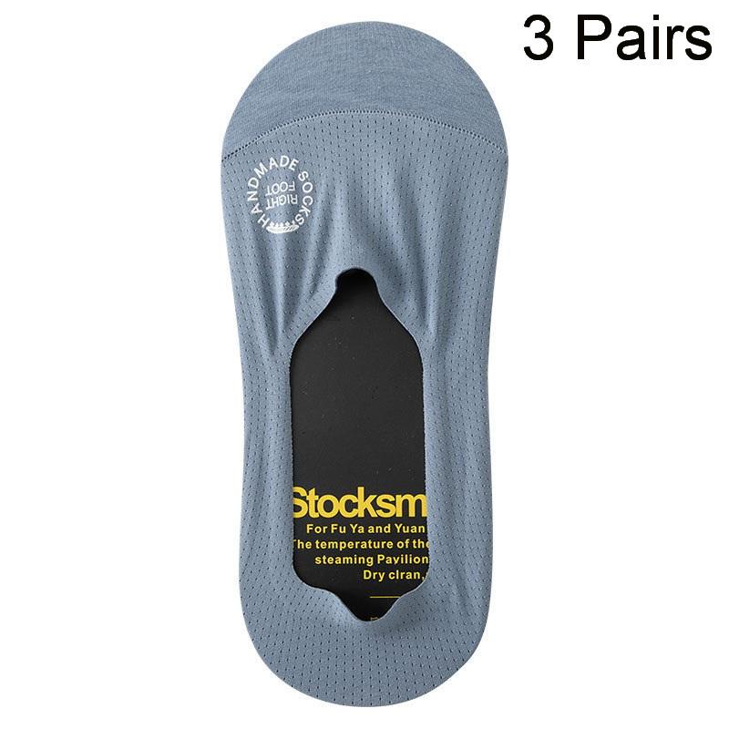 

3 пары ультратонких дышащих противоскользящих силиконовых невидимых коротких носков из ледяного шелка, носки-лодочки для мужчин, летняя коллекция, нескользящие