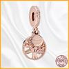 Authentic Copper Metal Heart Tree Sparkling Dangle Charm Bead Components Designed For Authentic Original Bracelet High Quality Fine Jewelry Bead