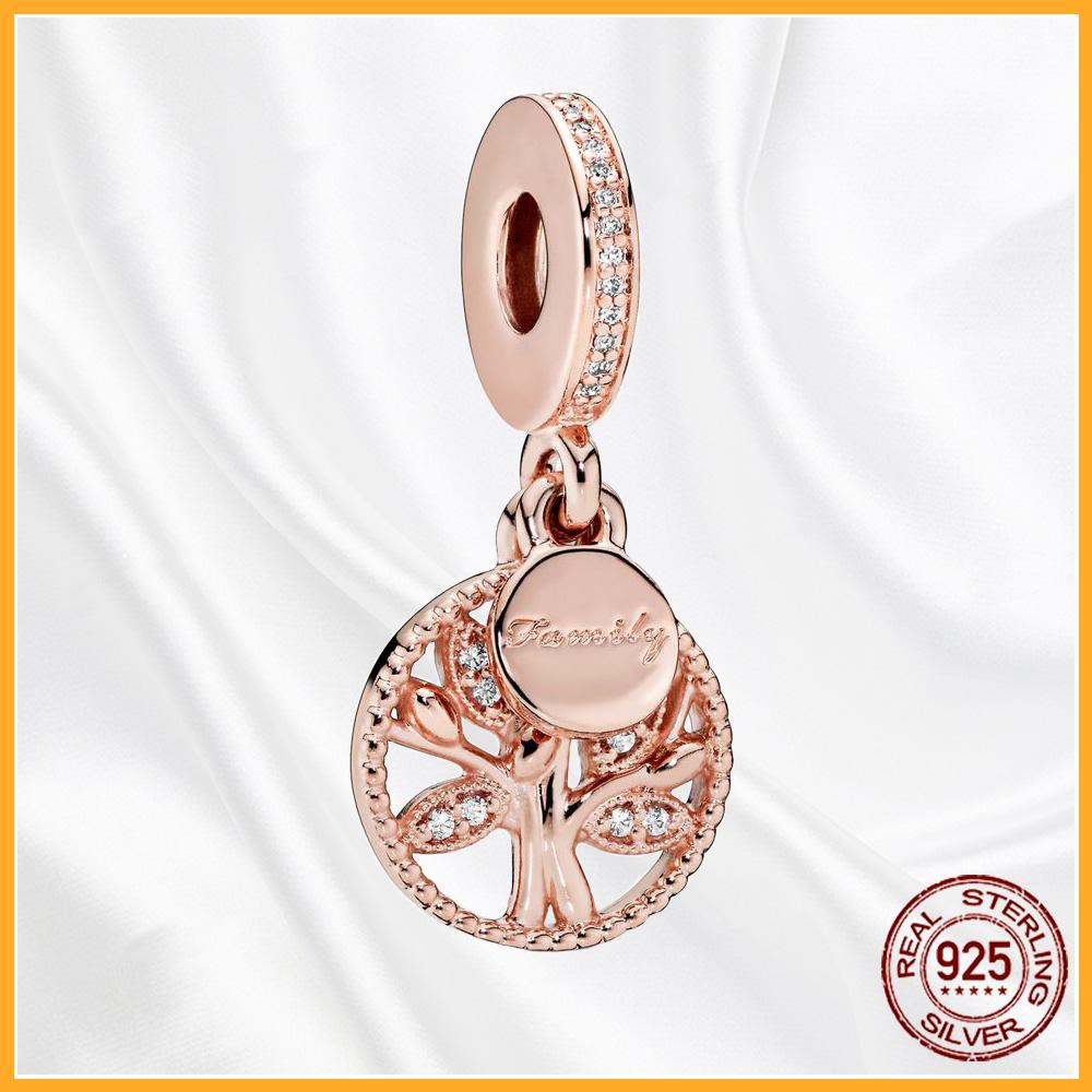 Authentic Copper Metal Heart Tree Sparkling Dangle Charm Bead Components Designed For Authentic Original Bracelet High Quality Fine Jewelry Bead