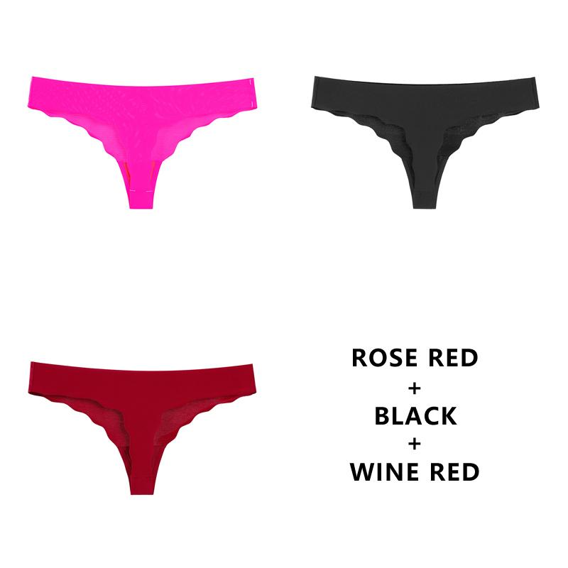 3PCS/Lot Seamless Panty Set Underwear T-back Female Comfort Intimates Fashion Ladies Low-Rise Briefs Panties Women Sexy Lingerie