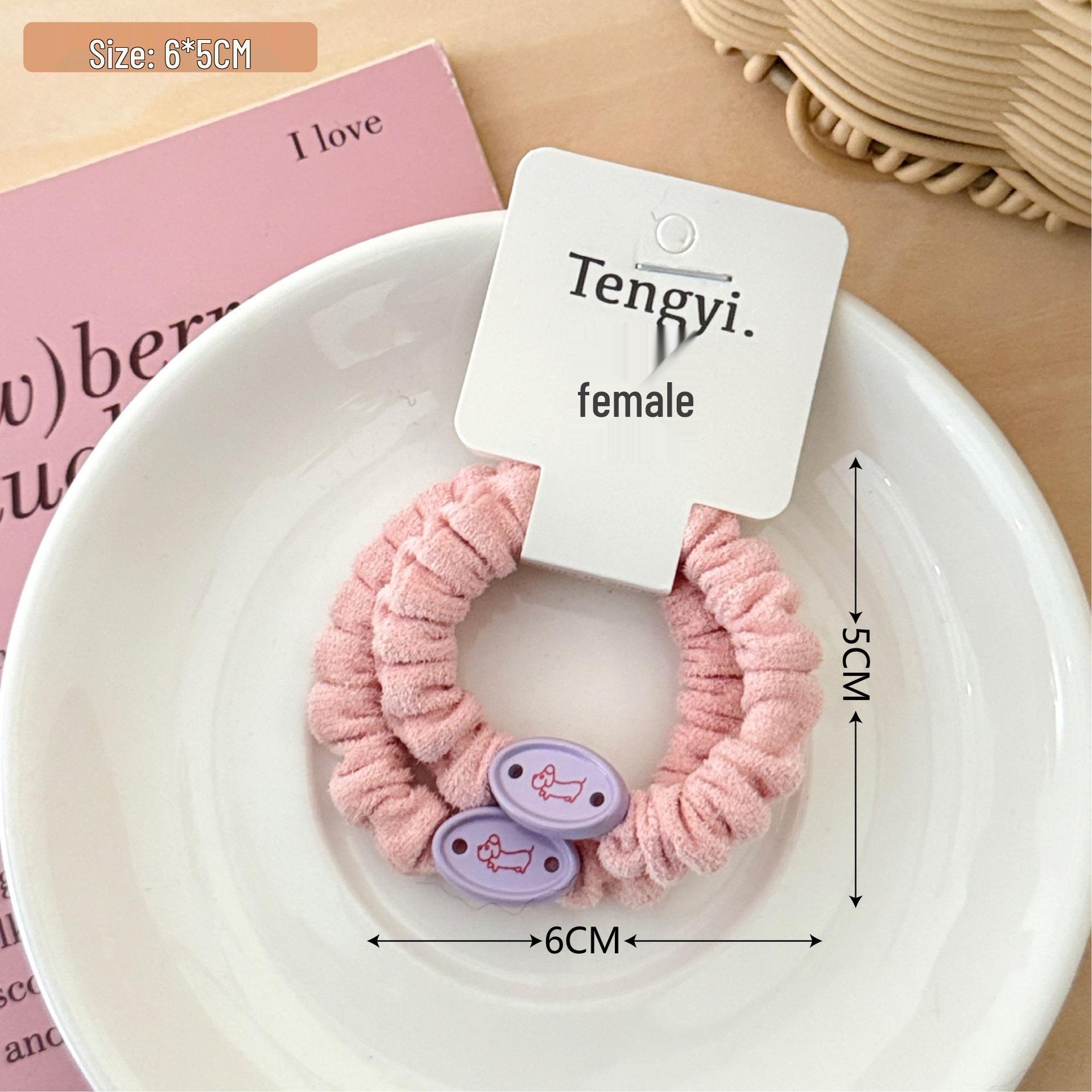 

Autumn & Winter Suede Button Candy Color Hair Tie Accessory