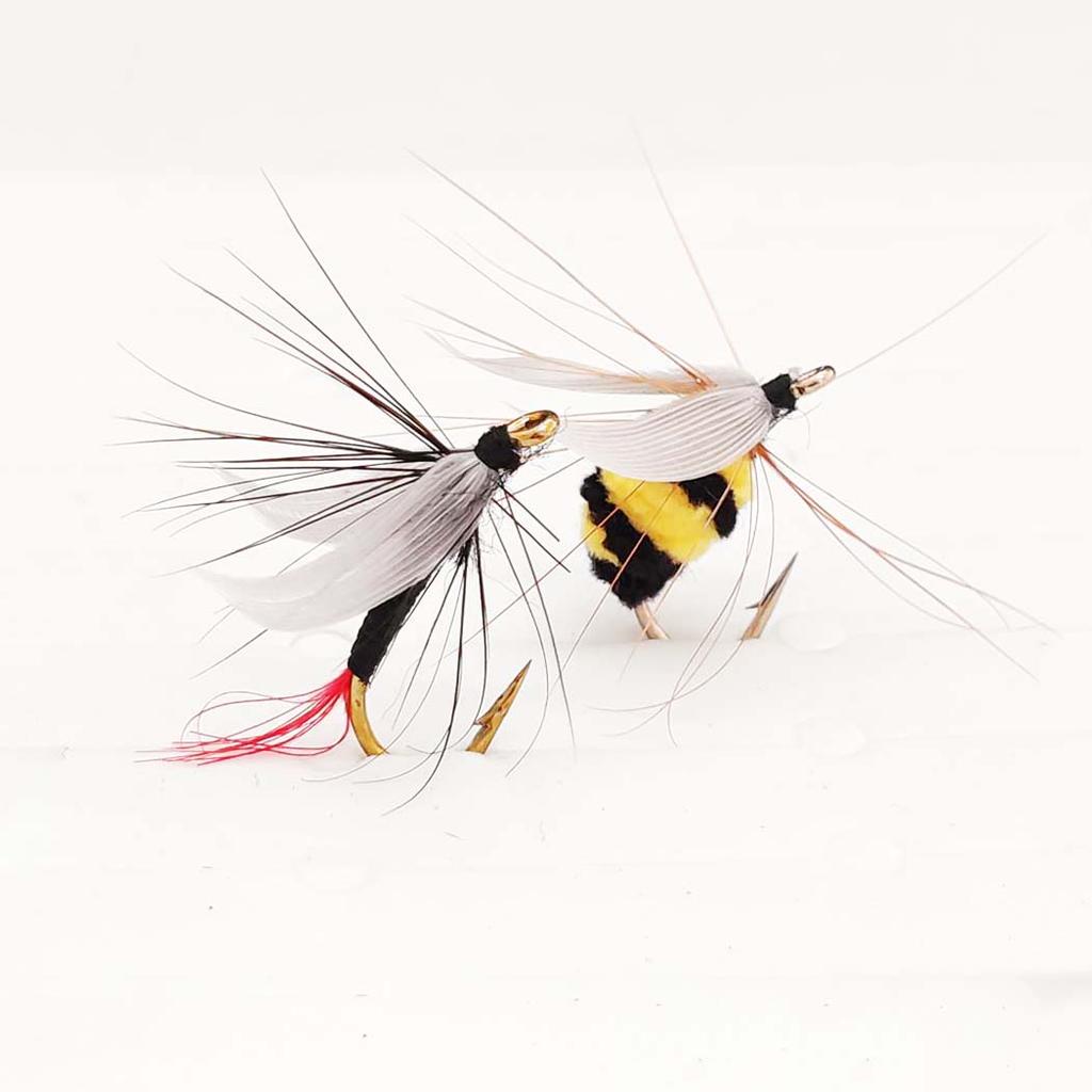 Artificial Tussock Red Tail Moth Bait & Bumble Bee Dry Fly Bait -Mixed Styles Artificial Fishing For Trout/Bass/Salmon/Perch/Carp Bait -6/10Pcs/Box