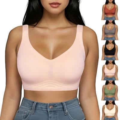 Damen Einfarbig Nahtloser BH Push-Up-BH Ohne Bügel