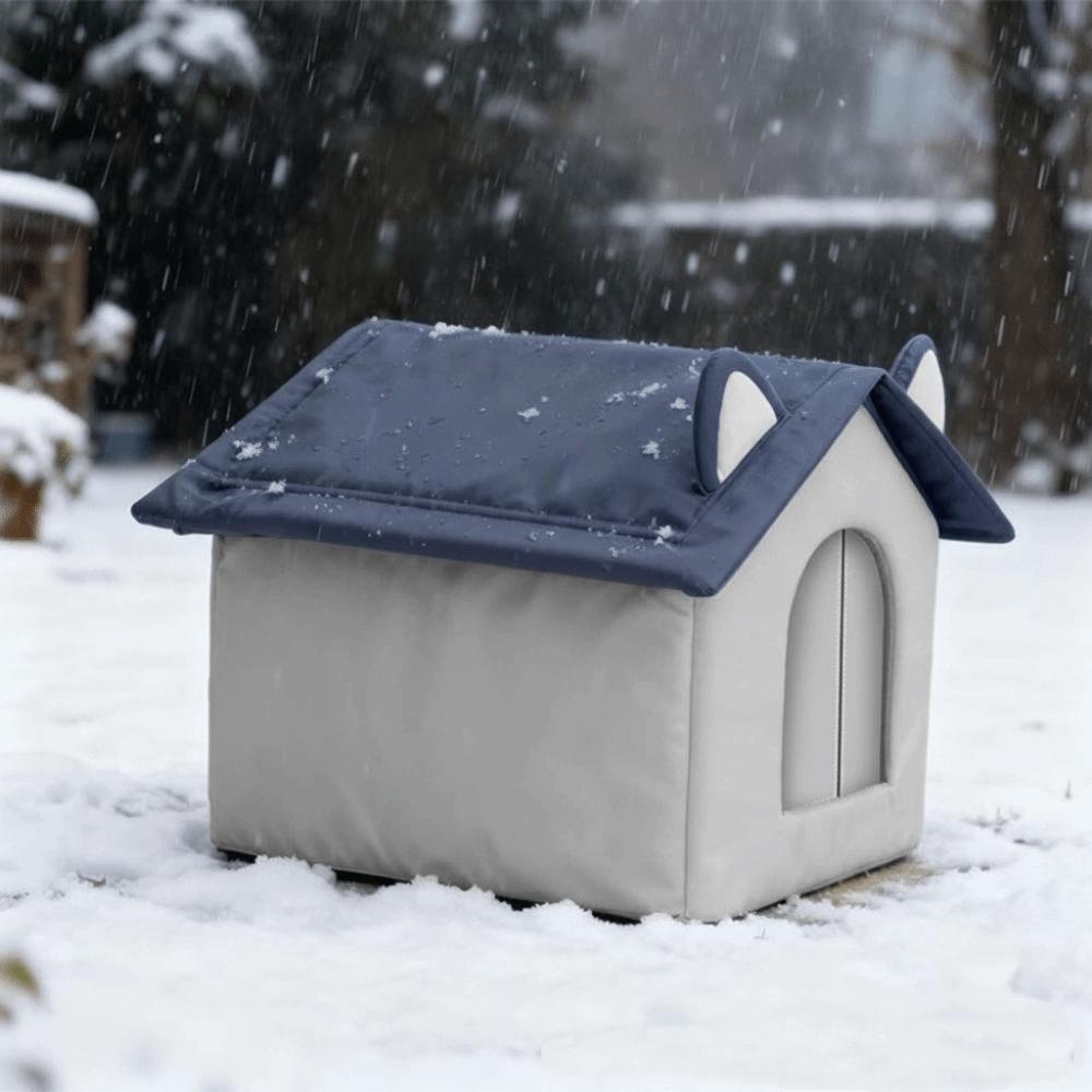 Warm Outdoor Cat House Windproof Waterproof Insulated Pet Shelter Enclosed Design Moisture-Proof Base Pet Warming Cave Outdoor