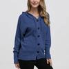 Women S Solid Color Hooded Single Breasted Long Sleeve Knit Cardigan Sweater