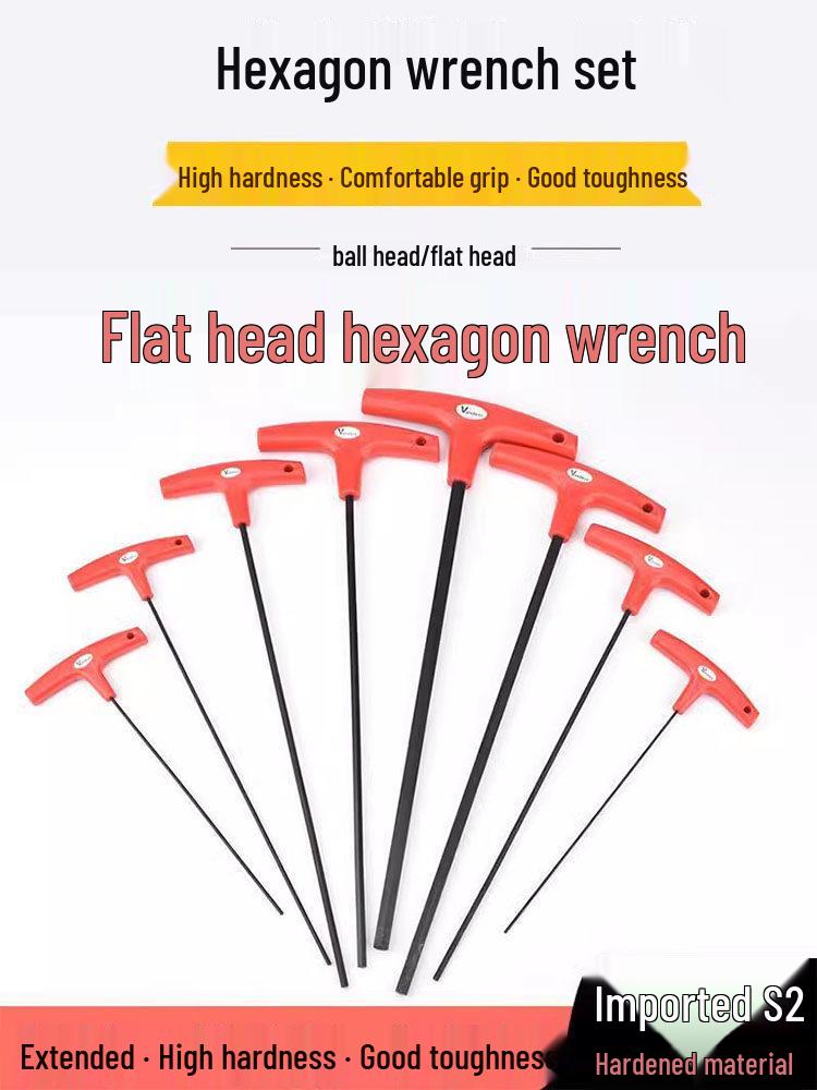 Weidis S2 Black Alloy Steel T-Handle Hex Key Flat & Ball Head Screwdriver 2*105 Ball Head