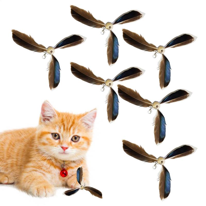 Cat Feather Toy Refill Interactive Cat Toy Cat Feather Wand Set of 6 Wear-Resistant Cat Feathers Refill Toys Interactive Teaser