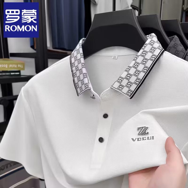 Romon Men s Ice Silk Short-Sleeve Polo Shirt M