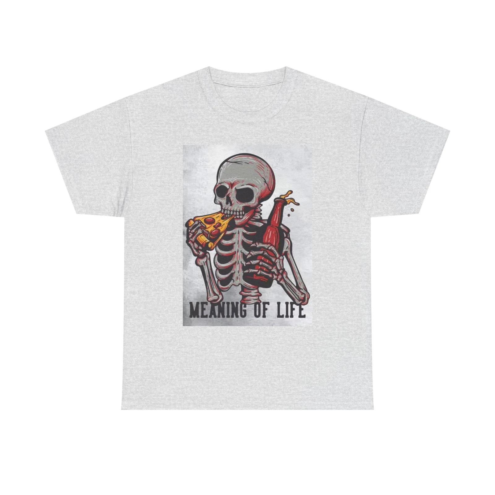 Men s and Women s T-shirts Meaning Of Life Pizza And Beer Graphic S
