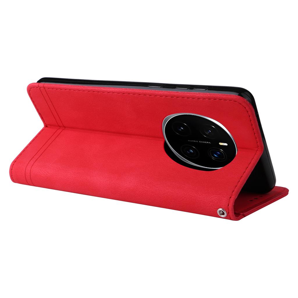 Dla Honor Magic7 Pro 5G Skórzane Etui Portfelowe Skóra w Dotyku Pokrowiec na Telefon Stojak z Paskiem