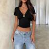European-American Fashion V-neck Sexy Short-Sleeve Women's T-shirt - 2026 New Style Pullover Top