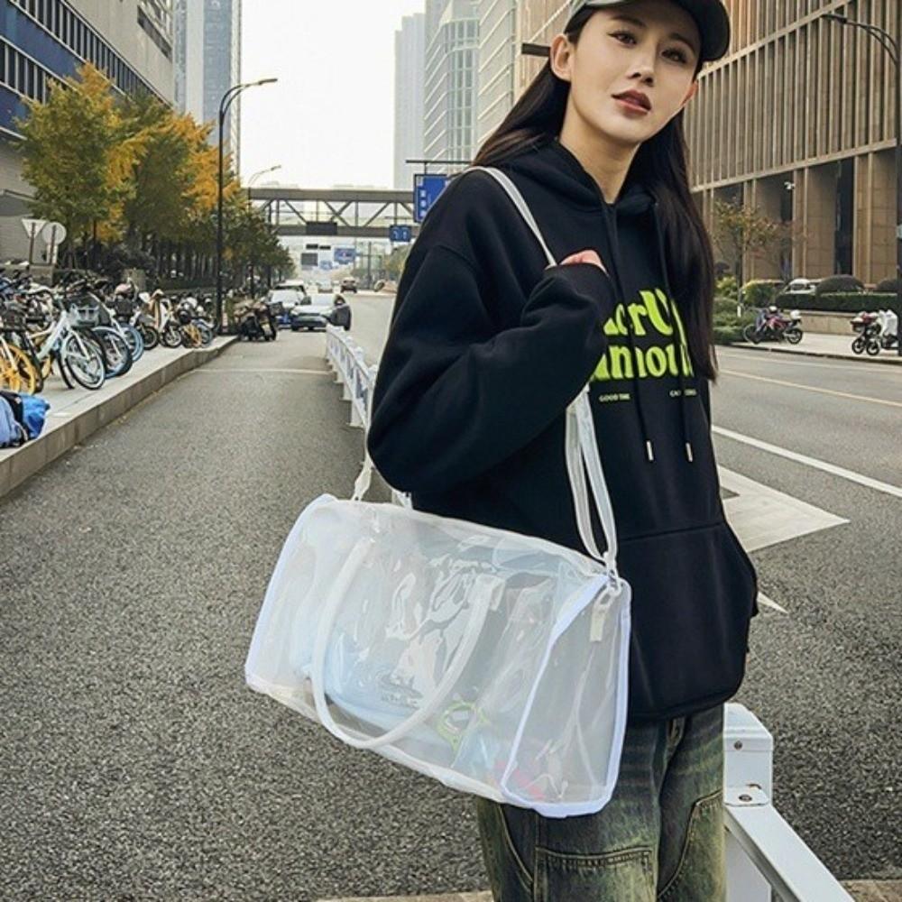 Large Capacity Transparent Crossbody Bag PVC Waterproof Washing Storage Bag Lightweight Oversized Toiletries Handbag Shopping