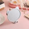 Compact Silver Handheld Folding Makeup Mirror with Cat Design