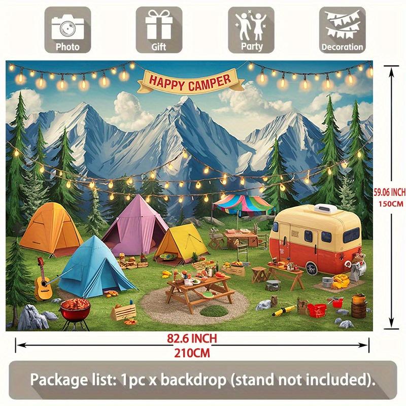 1pc Happy Camping Campsite Party Banner, Polyester, With Room Decorations, Home Decorations, Wall Decorations