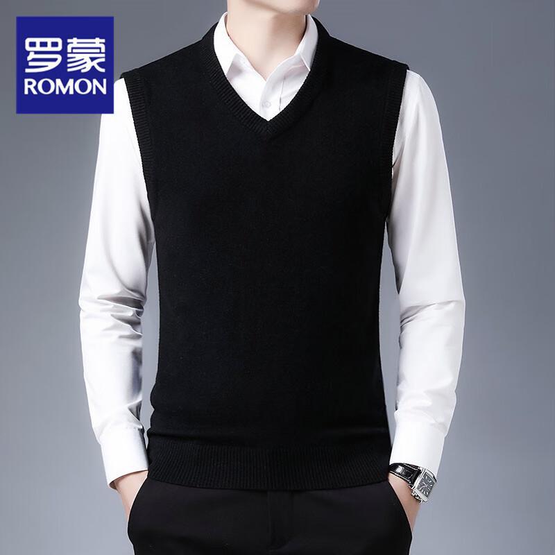 Romon Men s V-Neck 100% Wool Vest L