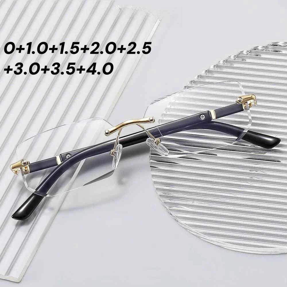 Fashionable Rimless Photochromic Presbyopia Glasses Outdoor Driving Protective Glasses Men Women High-Definition Reading Glasses