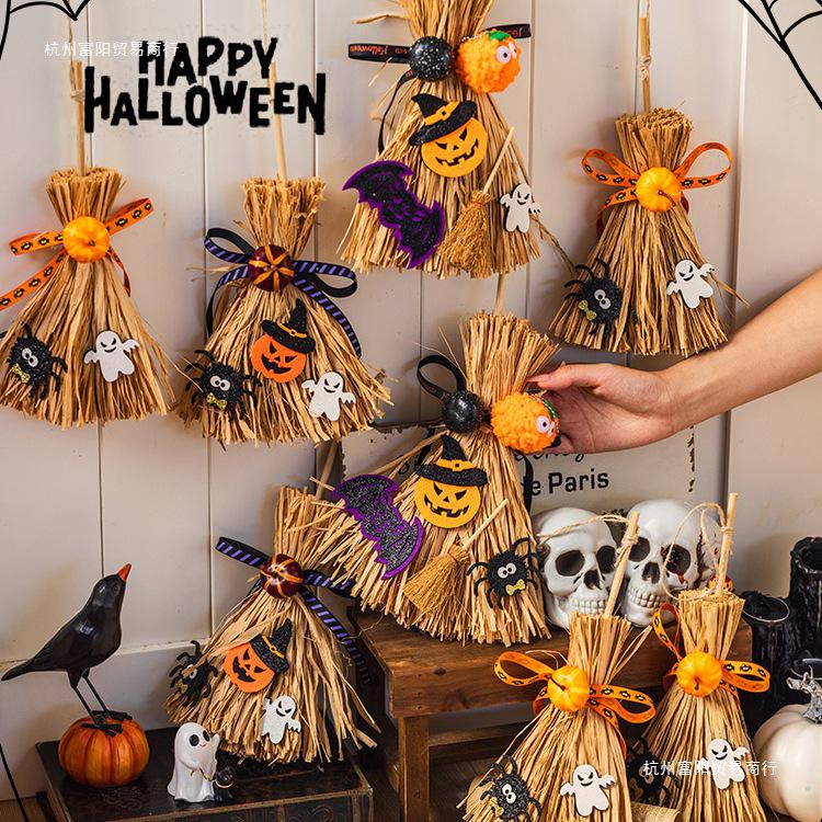 Halloween Broom & Ghost Party Decor Prop