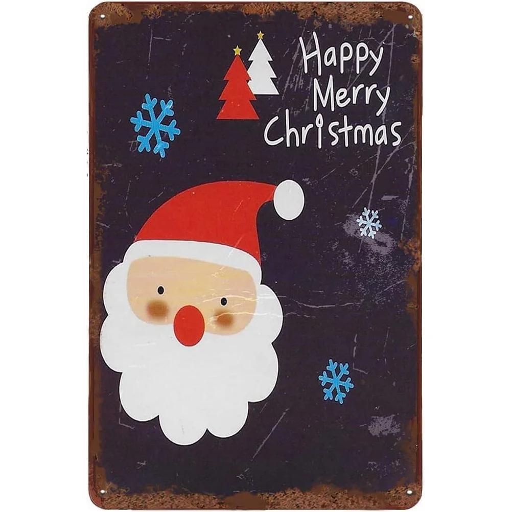 Metal Tin Signs Snow Man Xmas Wall Decoration Plaque Vintage Art Poster Iron Painting for Man Cave Home Cafe Garden Club Bar
