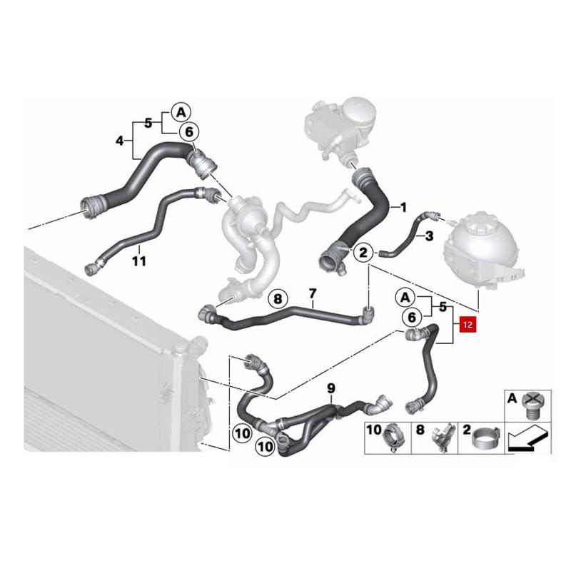 TKT Auto Parts For 17127600554 3series F35 328Li 316i 116i 328i Coolant Hose