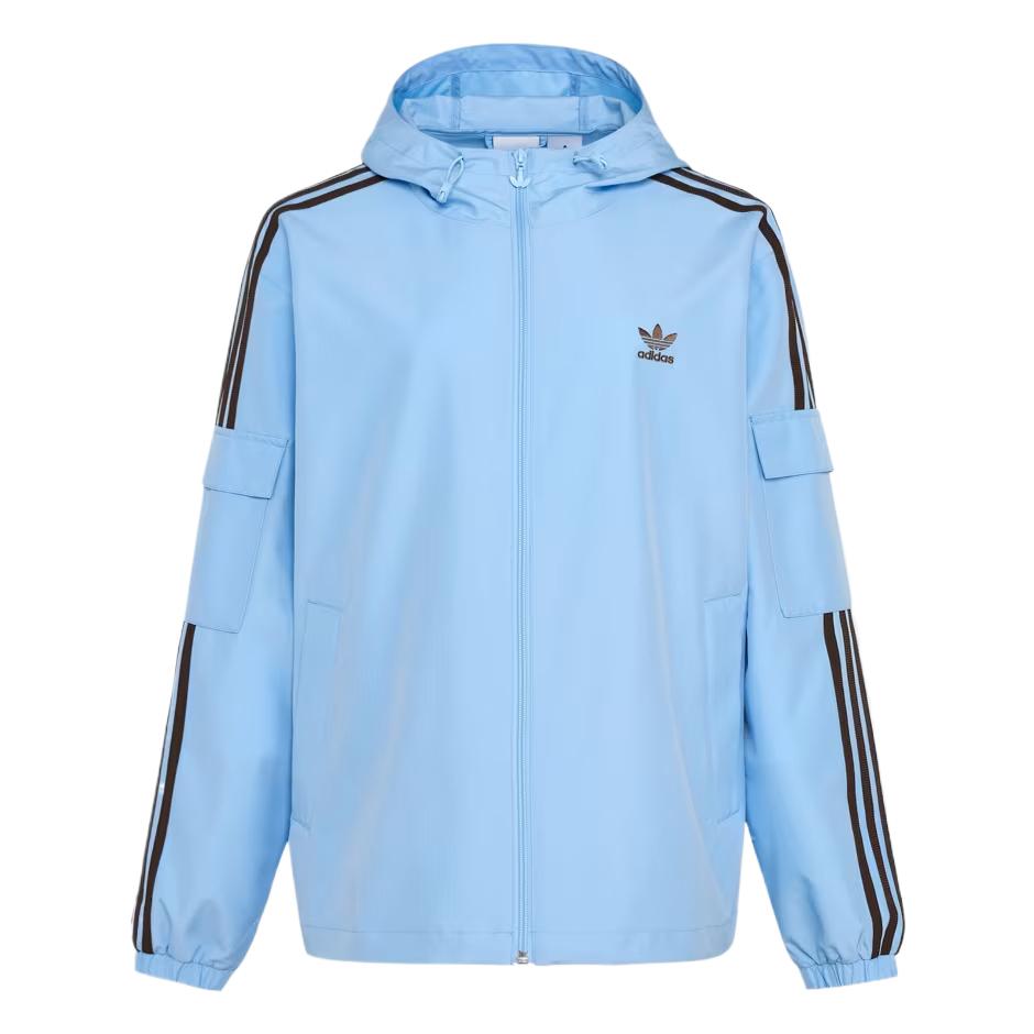 

adidas Originals Light Blue Unisex Striped Zip‑Up Hooded Coach Jacket KV8852 A/M