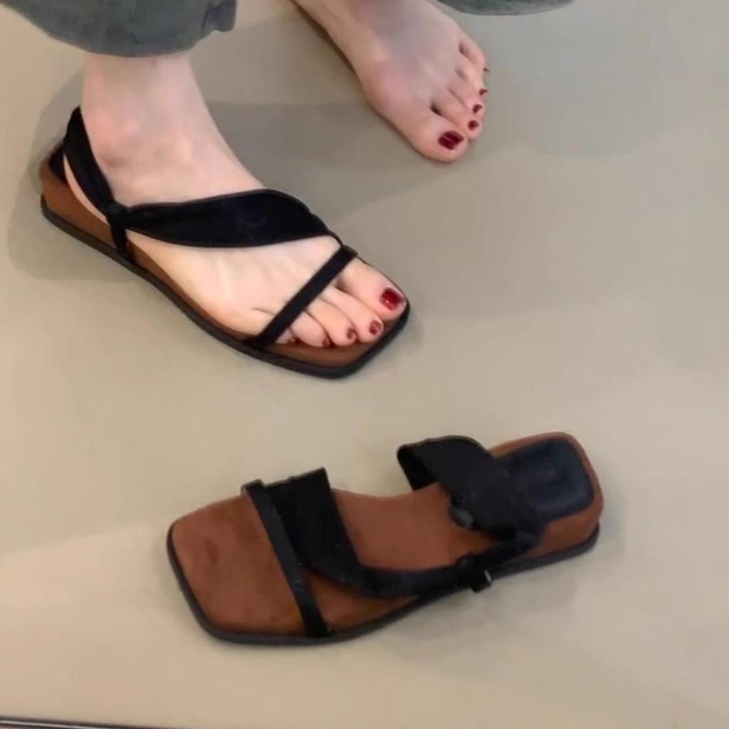 Sheepskin Version Two Wear Thick-soled Comfortable Leather Sandals Women's Retro Vacation Style Soft Bottom with Skirt One Word with Sandals