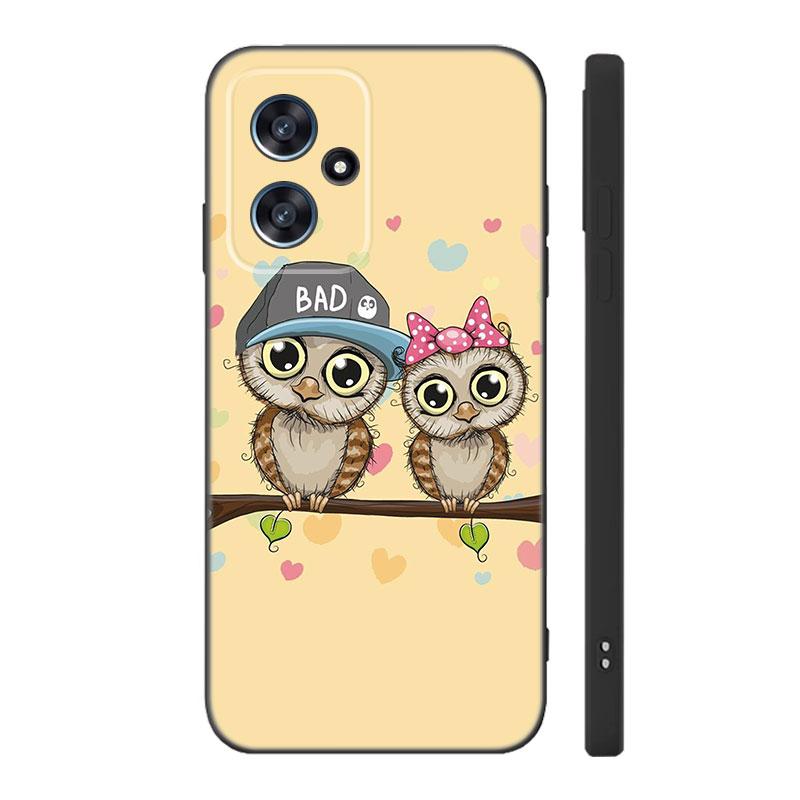 Lovely Cartoon Owl Black Silicone Phone Case For Xiaomi POCO X3 X4 NFC F3 F4 GT F5 M3 M4 M6 X5 X6 Pro 5G C55 C65 M5