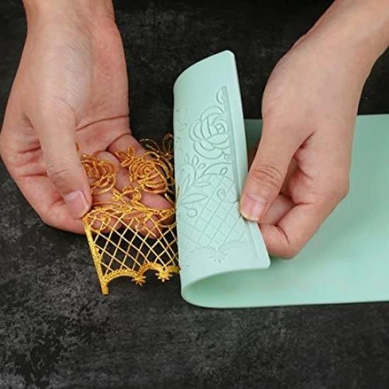 Sugar Leaf Vine Rose Edible Cake Silicone Fondant Impression Lace Mat Autumn Cake Decorating Mold Gum Paste Cupcake Topper Tool Icing Candy Imprint