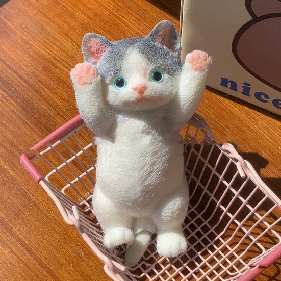 Realistic Cat Squeeze Toy Slow Rebound Soft TPR Stress Anxiety Relief Portable Kids Teens Adults Kitten Animal Squishes Sensory Fidget Toy