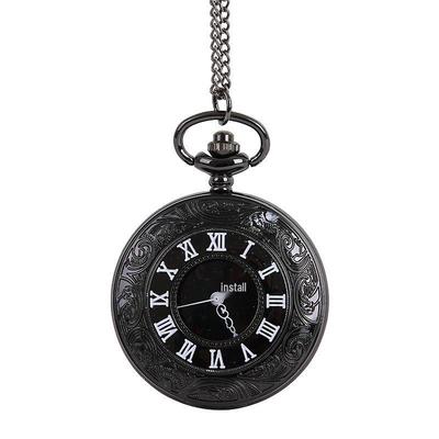 Retro zakhorloge met Romeinse cijfers met groot wit en zwart ontwerp, Model 8075.