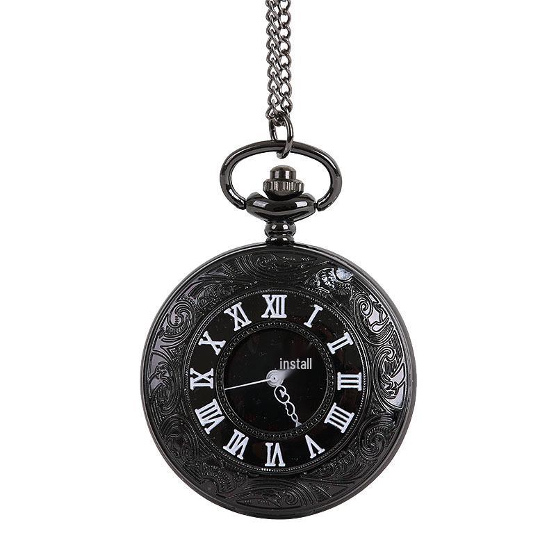 Retro Roman Numeral Pocket Watch with Large White and Black Design, Model 8075.