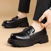 New Style Thick Soled Pure Black Comfortable Footwear Lace Up Black Shoes School Shoes/Work Shoes For Men JZ-506-66